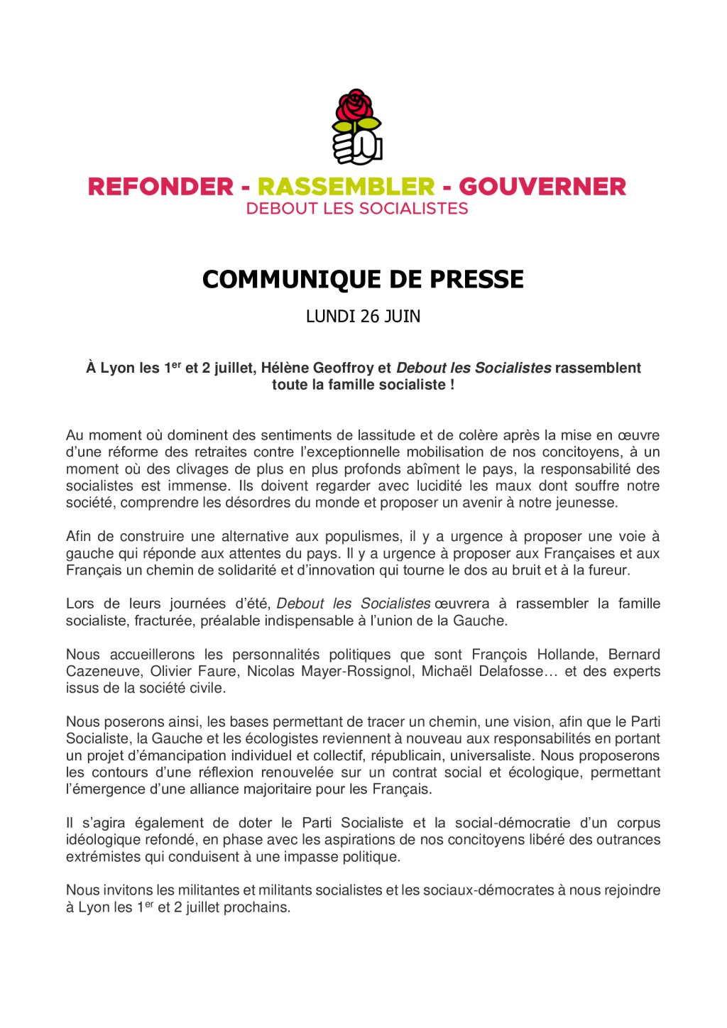 À Lyon les 1er et 2 juillet, Hélène Geoffroy et Debout les Socialistes rassemblent toute la famille socialiste&nbsp;!